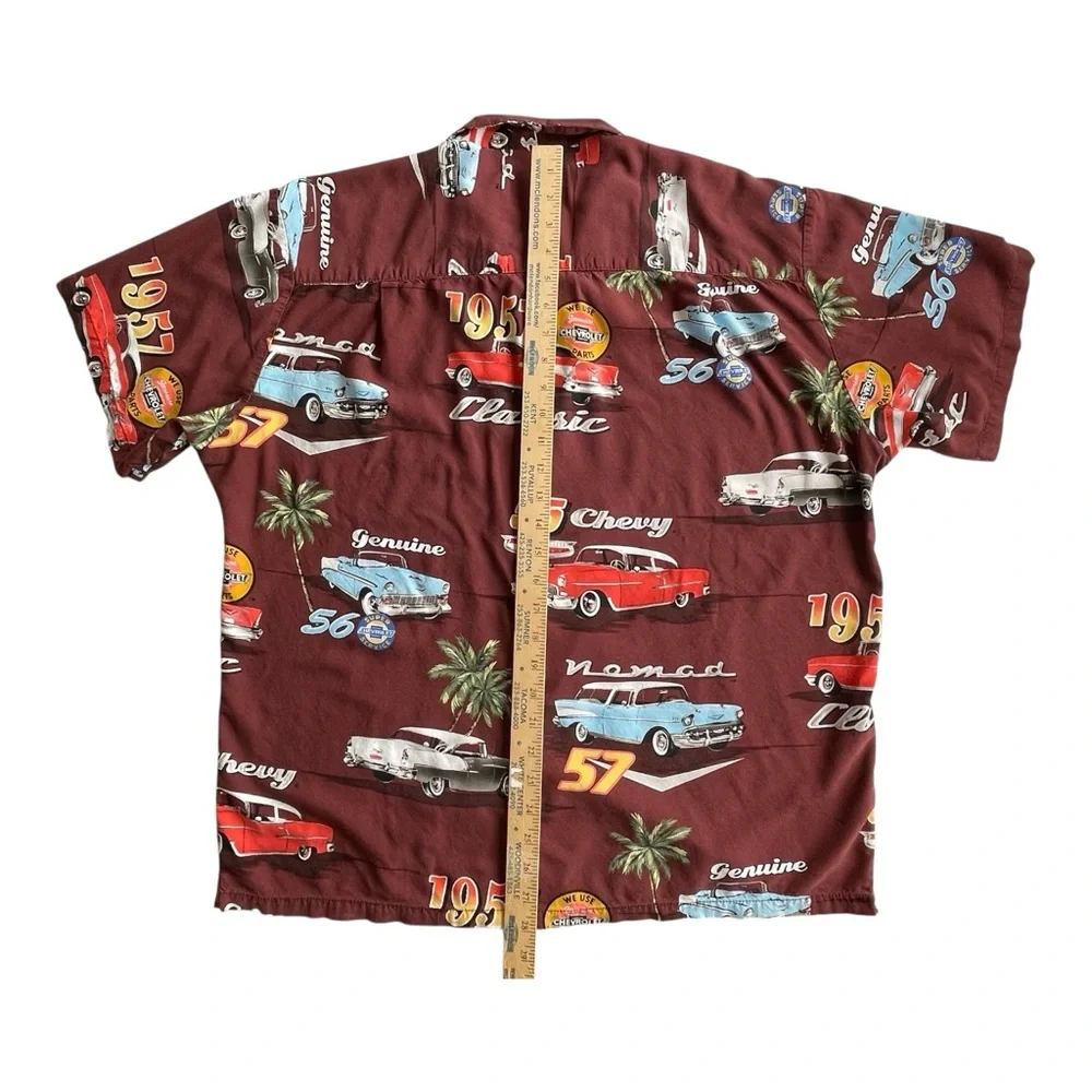 Vintage Paradise Found Men's GM‎ 57 Chevy Hawaiian Camp Shirt